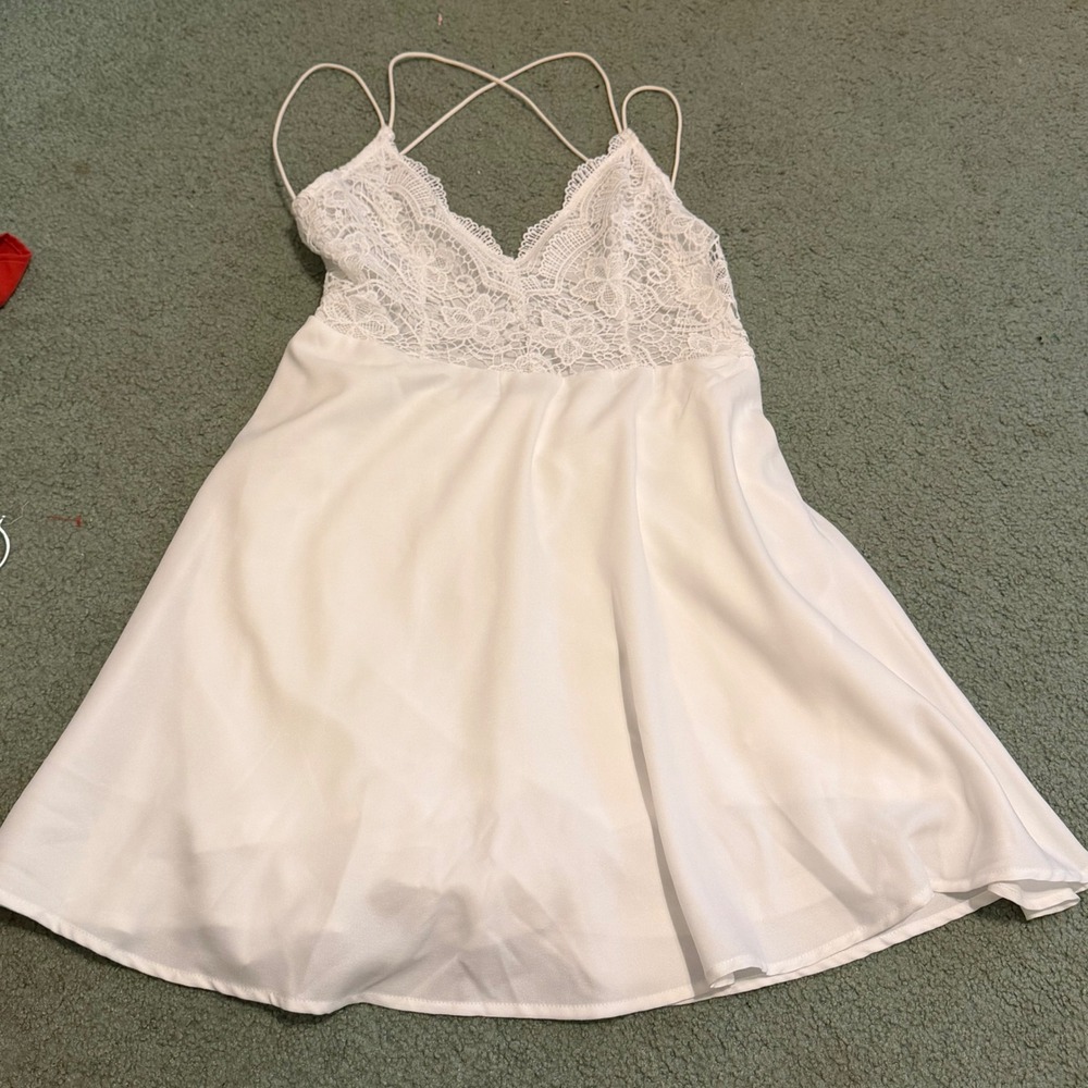 SHEIN Lace Mini Dress White Large Boho Bridal Shower Summer Date Night